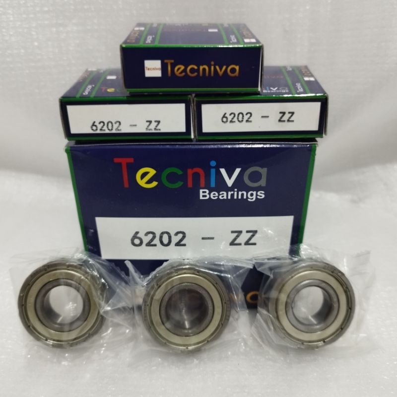Ball Bearing 6202 ZZ Tecniva Bering Laker Laher 6202 ZZ Ukuran 15 × 35 × 11 mm Tecniva