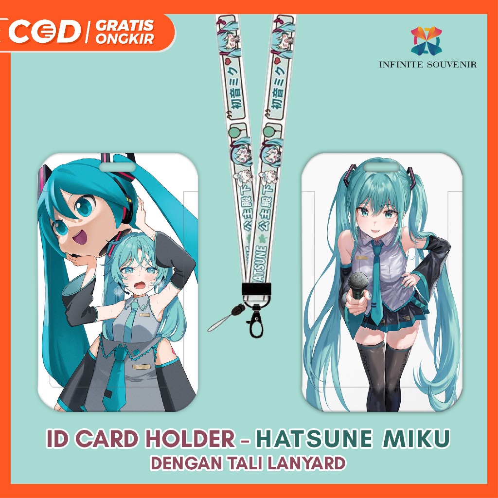 

[N004] HATSUNE MIKU / Name Tag Card Holder dengan Tali Lanyard / ID Card Holder Tali Gantungan Miku