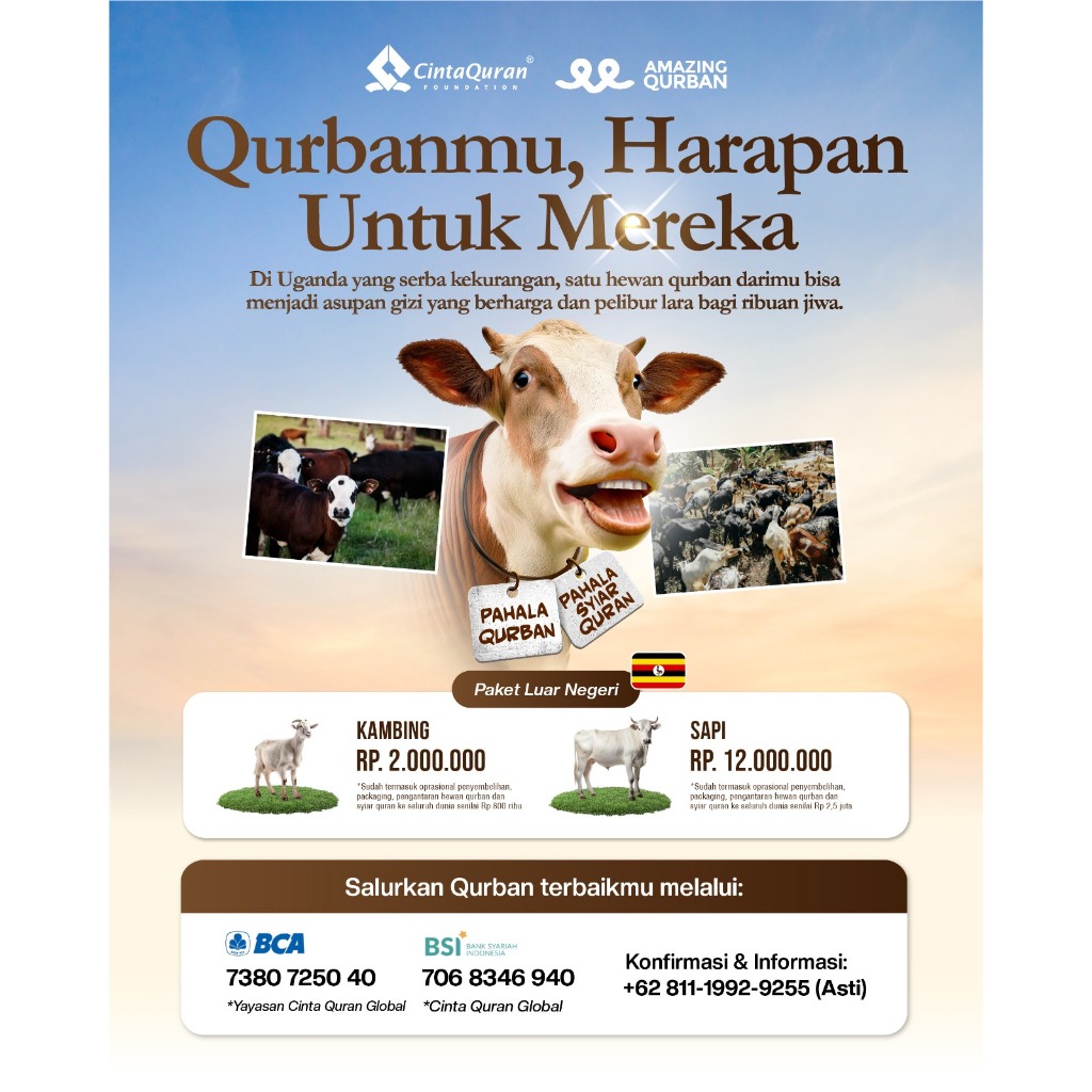 

Qurban Kambing untuk Uganda | 1 amal 2 pahala