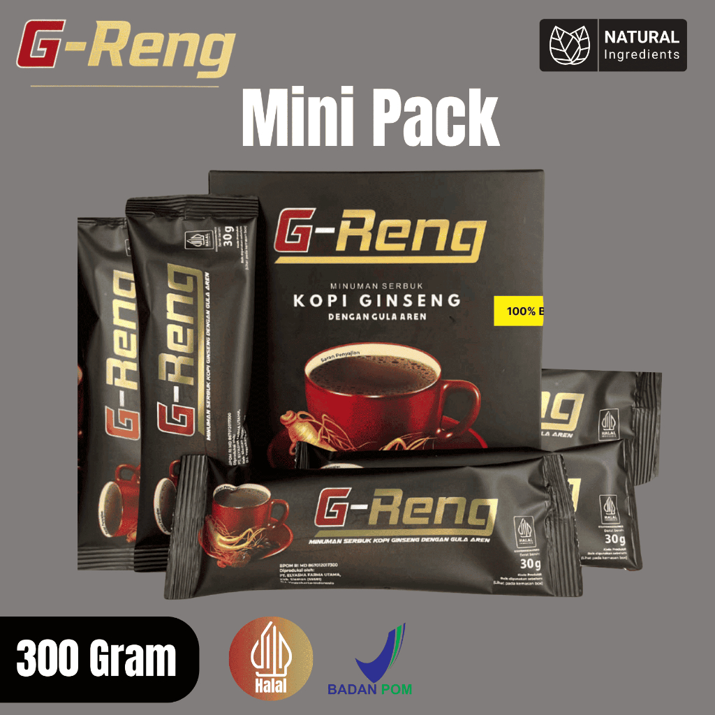 

(Mini Pack 5 Sachet) Kopi G-Reng Kopi Ginseng Dengan Gula Aren