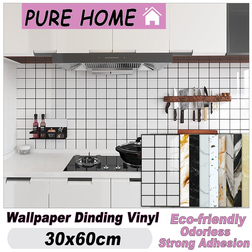 Pure Home - Wallpaper dinding sticker Ukuran 30x60cm / Wallpaper vinyl marble / List wallpaper