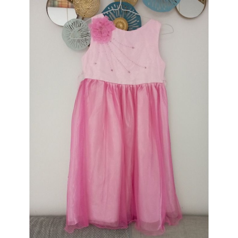 Baju Pesta Anak, Gaun Pesta Anak Perempuan, Baju Satin kombinasi tile pink