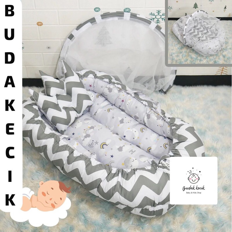 Kasur Bayi Baby Nest Premium Besar Free Bantal Peyang Mahkota dan Plastik Mika Eksklusif
