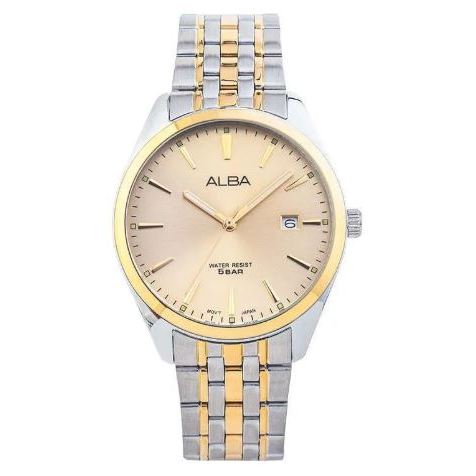 Jam Tangan Pria Alba Classic AS9Q98 AS9Q98X1 Strap Stainless Steel Silver Rose Gold Color Dial Dual 