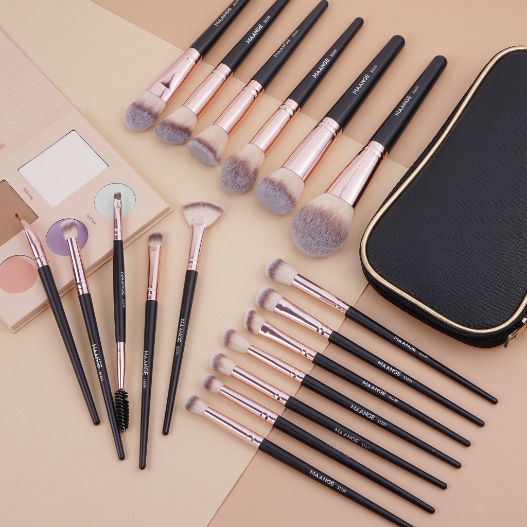 18 Pcs Makeup Brush Set Pemula Kuas Bedak Make Up Profesional Kuas Rias Lembut Premium 1 Set Lengkap
