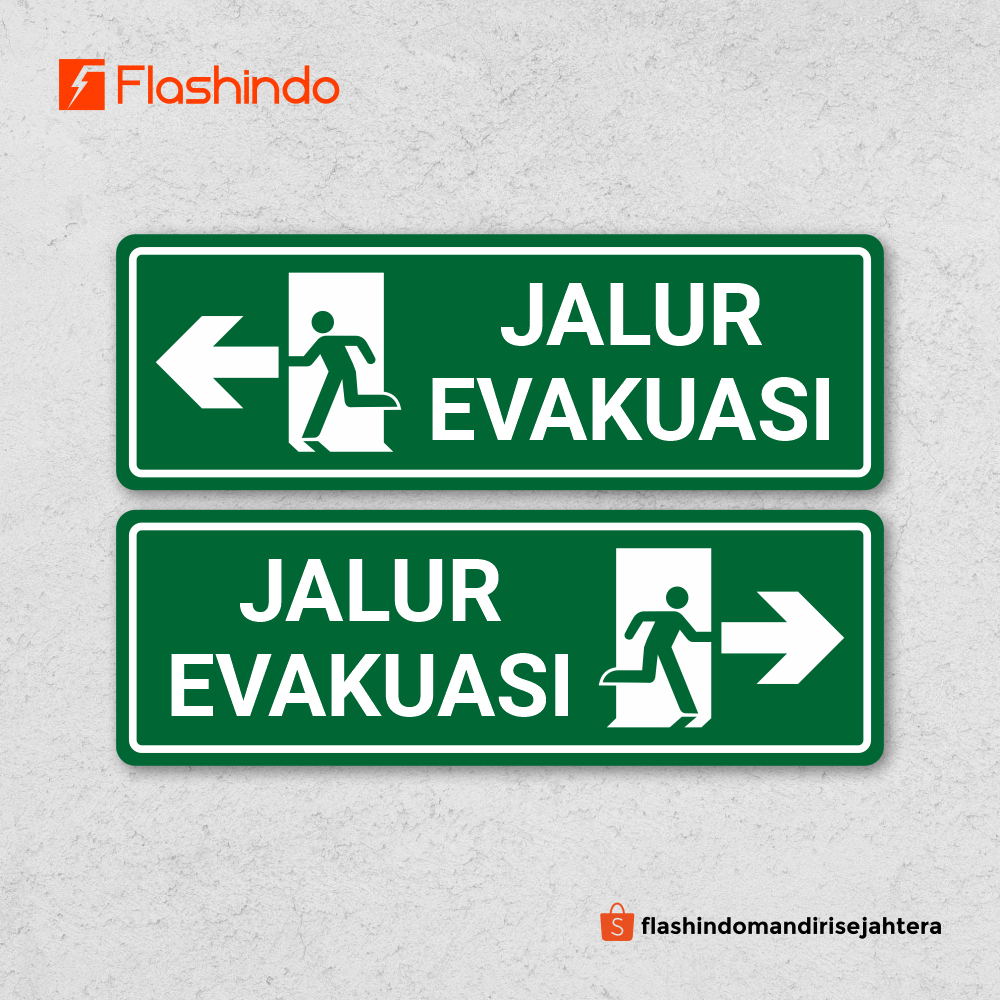 

Signboard / Signs / Signage Papan Tulisan Akrilik K3 Jalur Evakuasi Print UV Lengkap