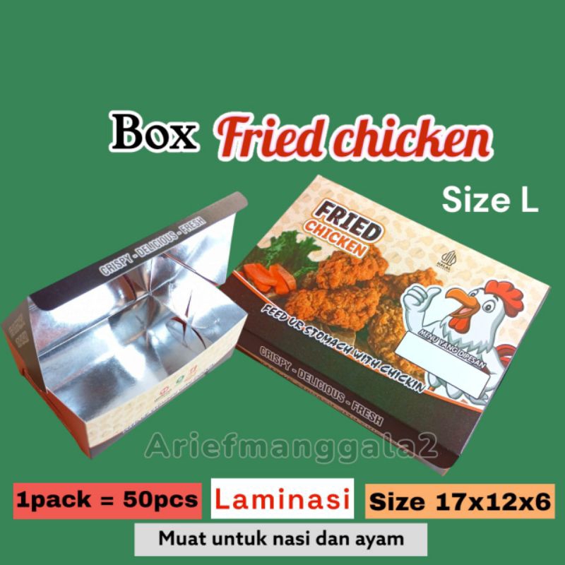

@50pcs box dus fried chicken laminasi uk 17x12x6
