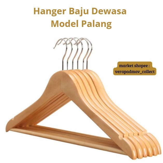 [12pcs] Hanger Baju Dewasa Kayu | Hanger Kayu Palang | Gantungan Baju Kayu Aesthetic