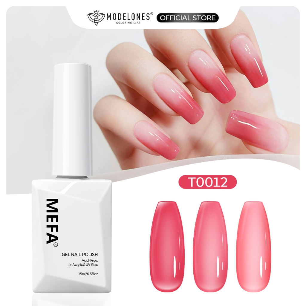 MODELONES Jelly Nail Gel Polish Translucent Jelly Nude Gel Nail Polish 15ml Light Pink Peach Transpa