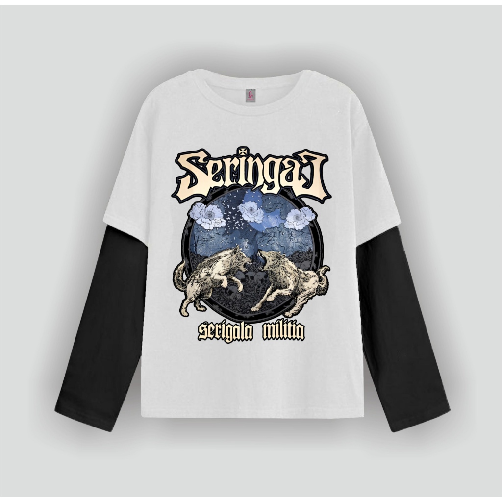 LDS Clothing T-shirt Double layer Seringai Serigala long sleeve kaos pria wanita