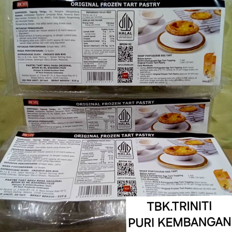 

RICH FROZEN EGG TART ISI 10 PCS & 30 PCS