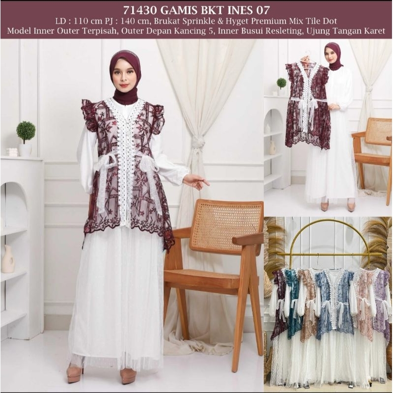 SALE%Gamis Tile One Set Outer Berukat Premium