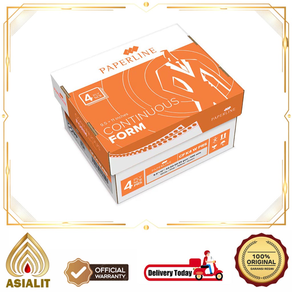 

Kertas CF Continuous Form Paperline 4 Ply 9.5''x11 inch Warna Perforasi Putih Merah Kuning Hijau Stationery