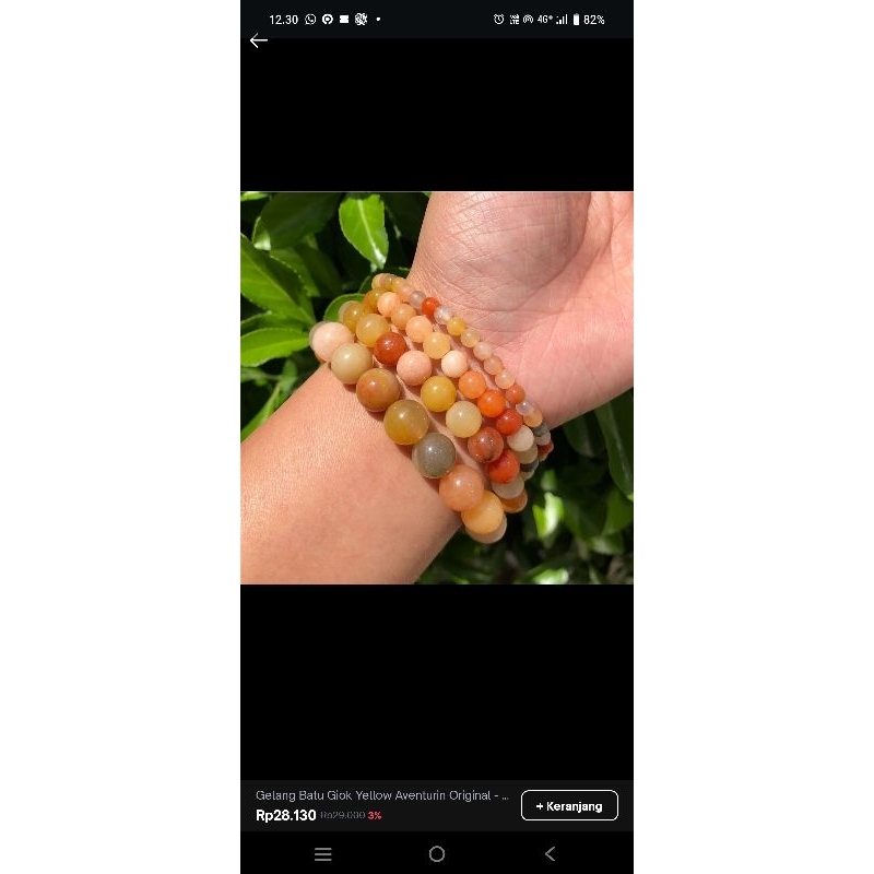 Gelang Batu Giok Yellow Aventurin Original