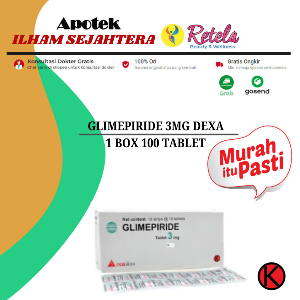 GLIMEPIRIDE 3MG 1 BOX 100 TABLET DEXA