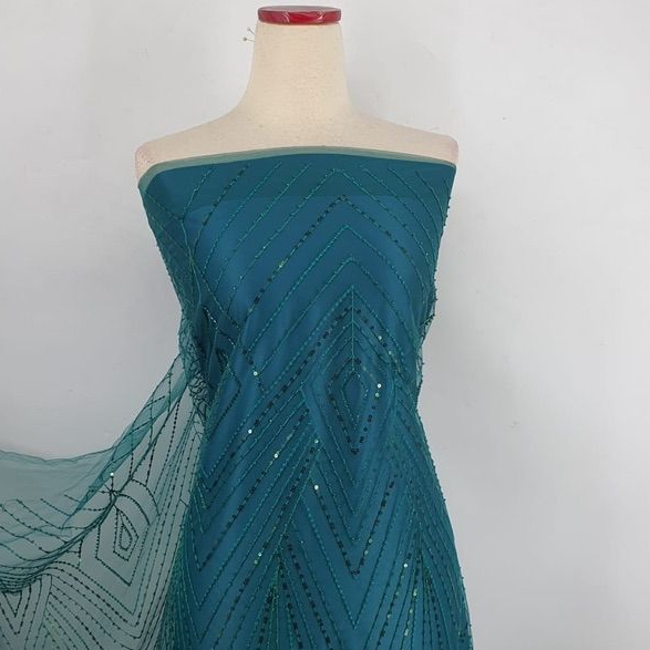 Kain Tulle Embroidery Gucci Turquoise