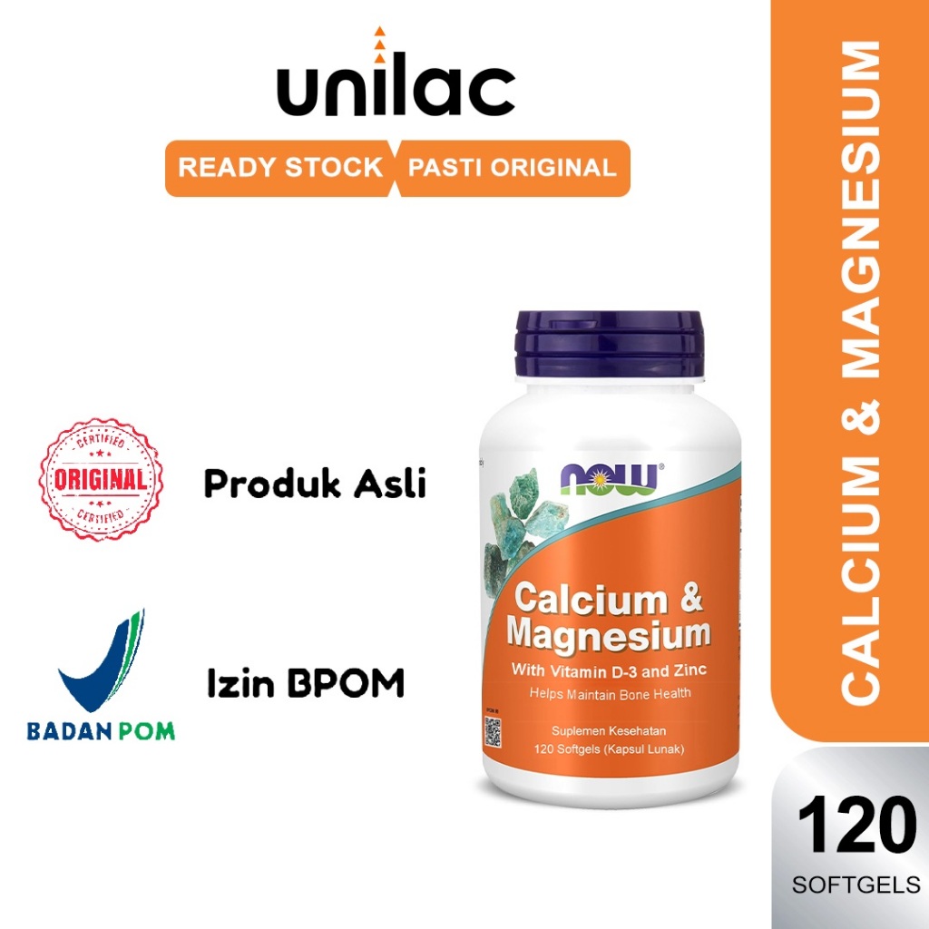 Now Calcium Magnesium with Vitamin D3 and Zinc 120 Softgels - Now Foods Kalsium dan Magnesium