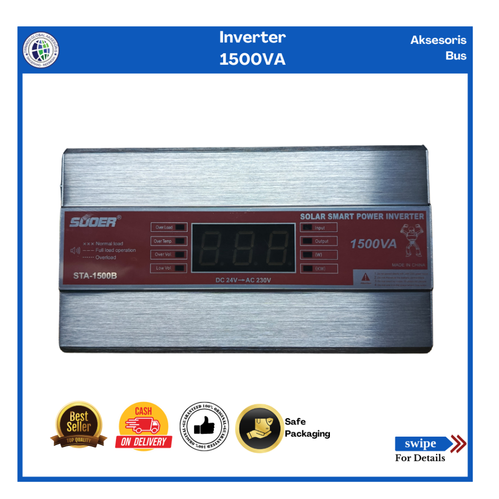 INVERTER 24V 1500 WATT/SUOER DC 24V-AC 230V 1500 WATT/INVERTER SUOER STA-1500B/SOLAR SMART POWER