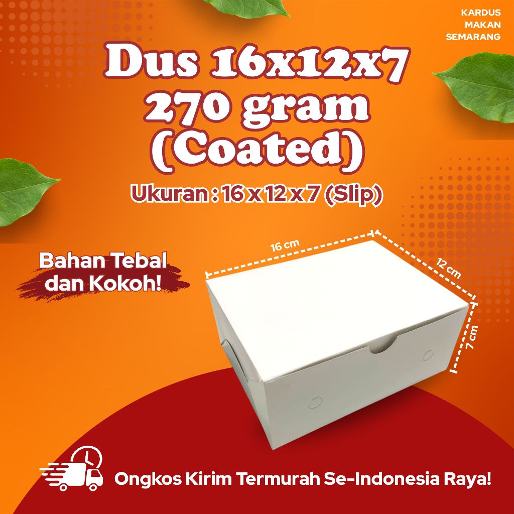 

Dus16x12x7 Makanan 16cm x 12cm x 7 cm Duplex Coated Roti Box Berkat Kardus Kue Coated Tebal Kokoh MurahTebal 270 gram Kotak Makan Nasi Snack Bolu Roti Kue Aqua