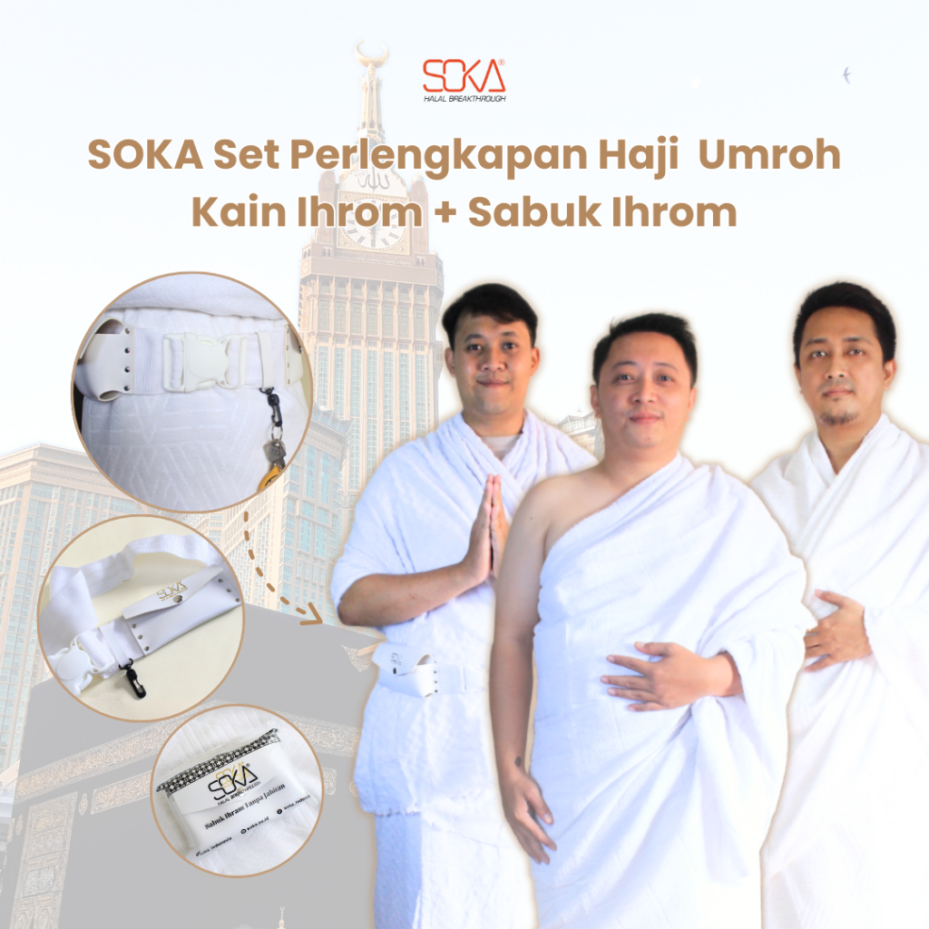 Set Perlengkapan Haji Umroh Kain Ihrom Pria Bahan Katun dan Microfiber