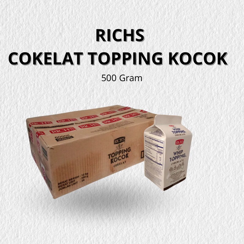 

Rich's Whip Topping Chocolate 500 Gram isi 12Pack / 24 Pack