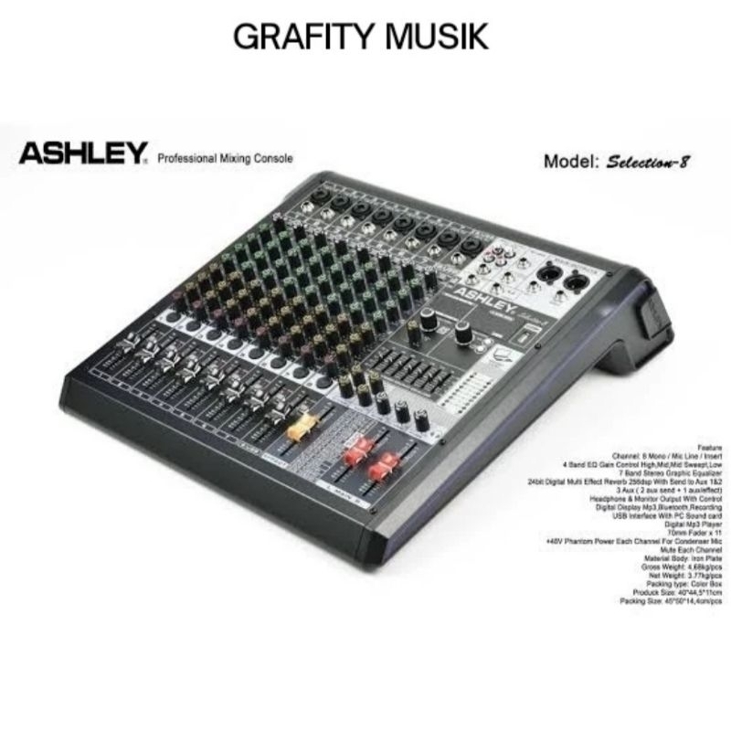 Mixer Audio Ashley Selection-8 8 Channel Efek Reverb 256 Original