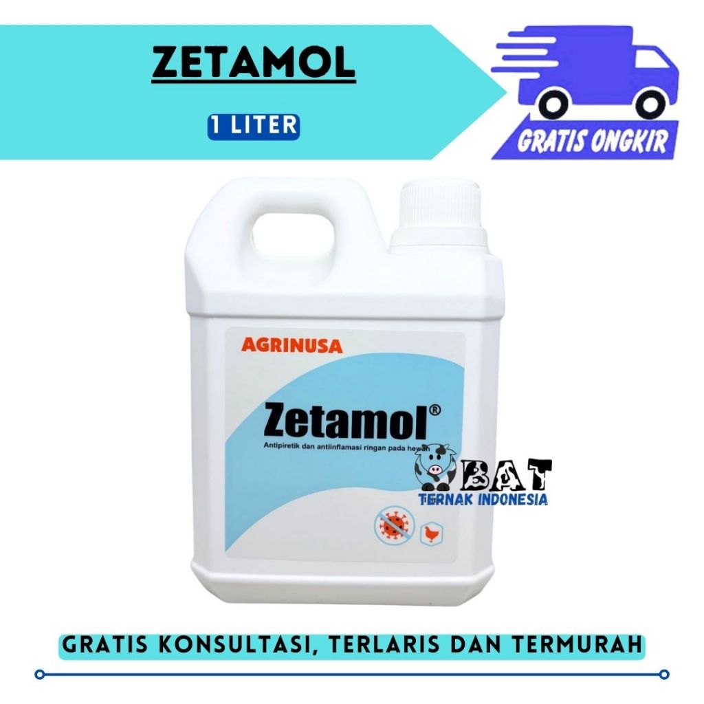 ZETAMOL 1 LITER - Obat Radang dan Demam Unggas, Paracetamol Cair like PARAGIN