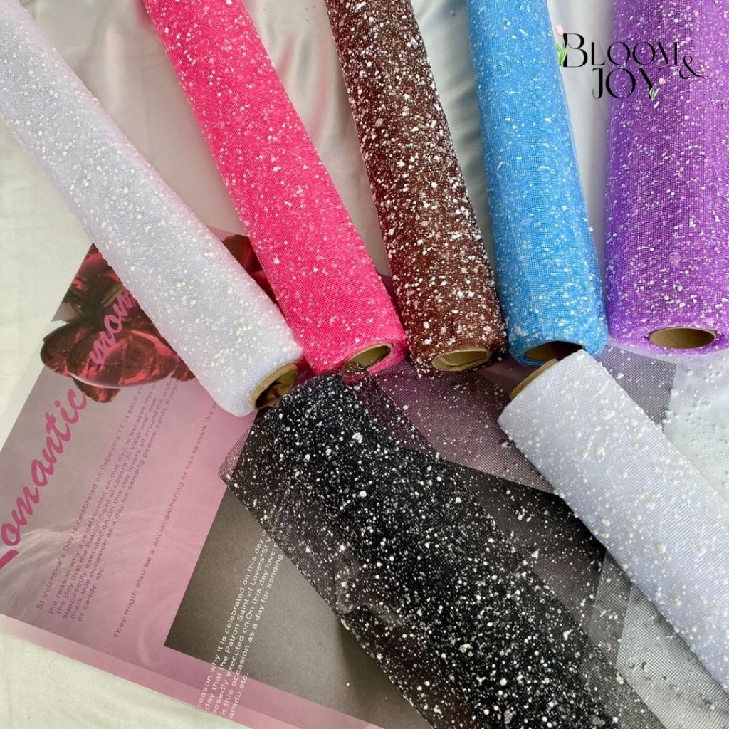 

[1 LEMBAR] lembaran kain tile salju snow tile cellophane kertas pembungkus buket wrapping flower import Jaring Buket SALJU Flower Mesh Net Kain Bunga Korean Wrap Snow