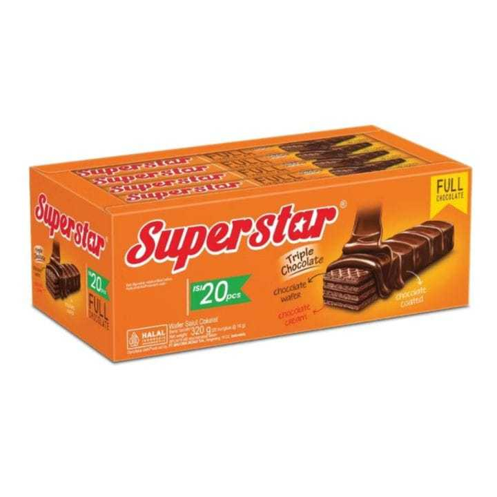 

Superstar Wafer Triple Cokelat Isi 20 / Superstar Wafer 1 Box
