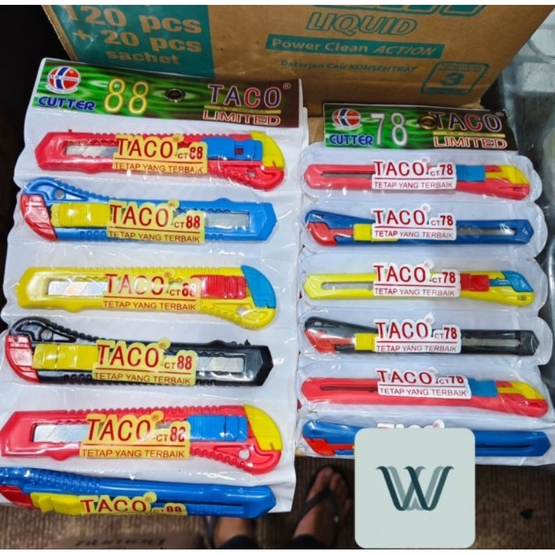 

12 PCS CUTTER TACO CT-88 UKURAN BESAR DAN KECIL / KATER PEMOTONG KERTAS TAJAM