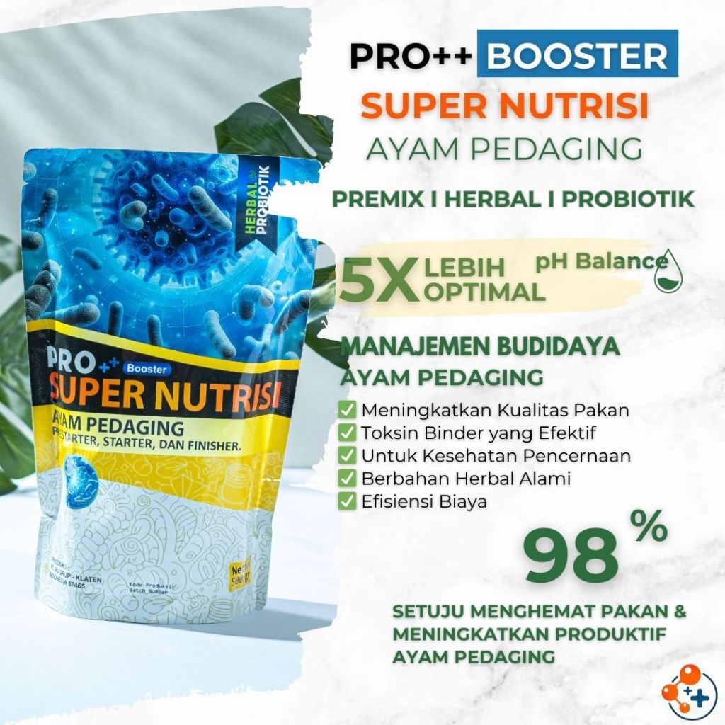 Pro++ Booster Super Nutrisi Ayam Pedaging | Vitamin Penggemuk Ayam | Premix Herbal Probiotik