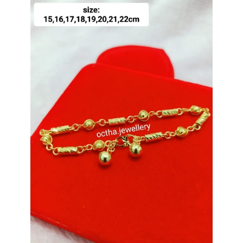 GELANG DEWASA PERAK 925 ASLI LAPIS MAS