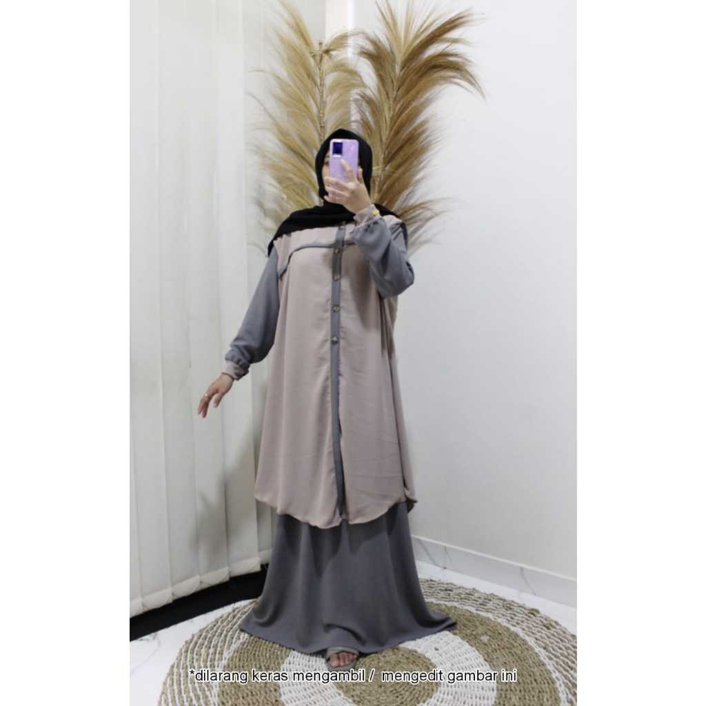 GAMIS MALAYSIA MODEL BARU BAJU GAMIS SET OUTER KEKINIAN SAYLA DRESS MODERN DAN FASHIONABLE 2025