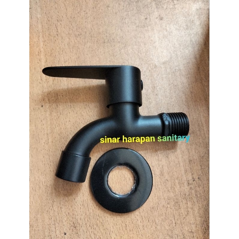 Kran tembok air hitam stainless / Kran air / Kran tembok hitam engkol besar
