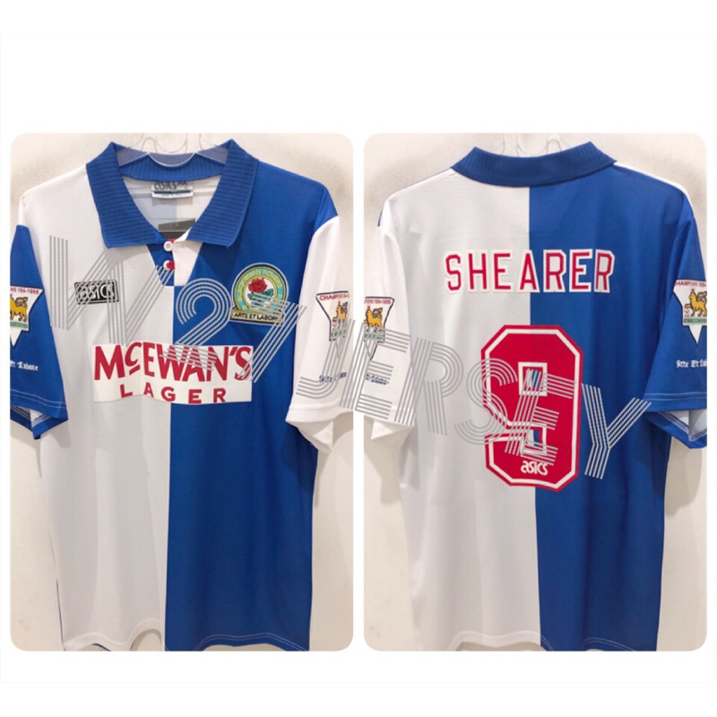 JERSEY RETRO - BLACKBURN ROVERS HOME 1995-1996 name player Shearer + Patch