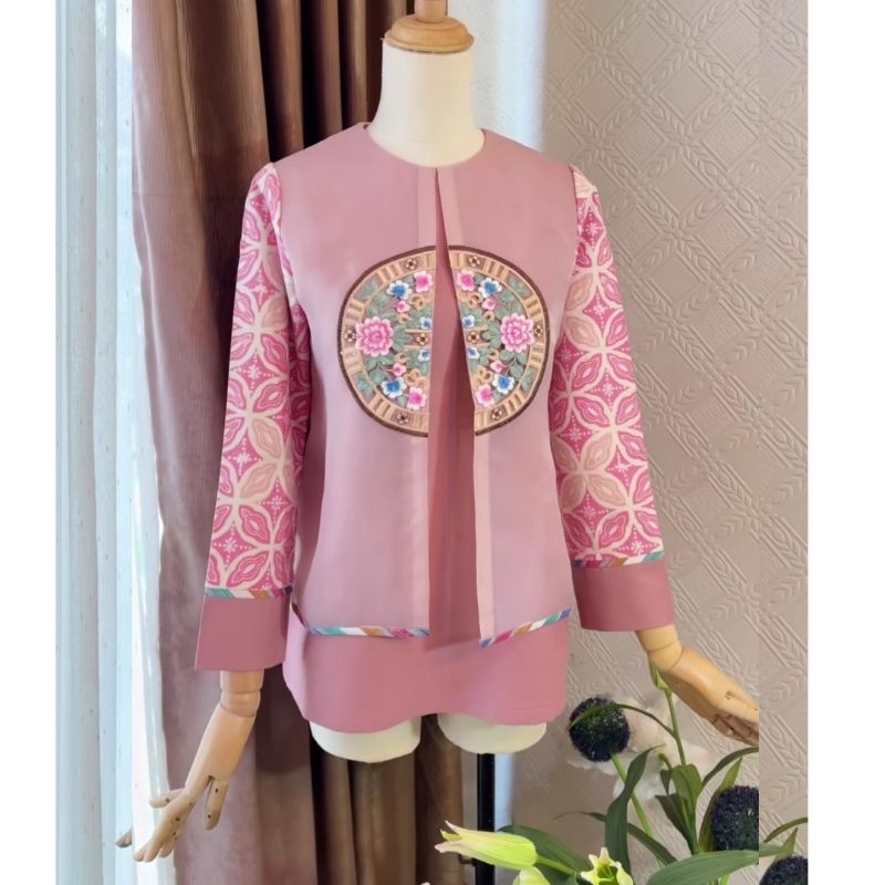 Blus Batik Organza Bordir - Blus Batik - Atasan Batik