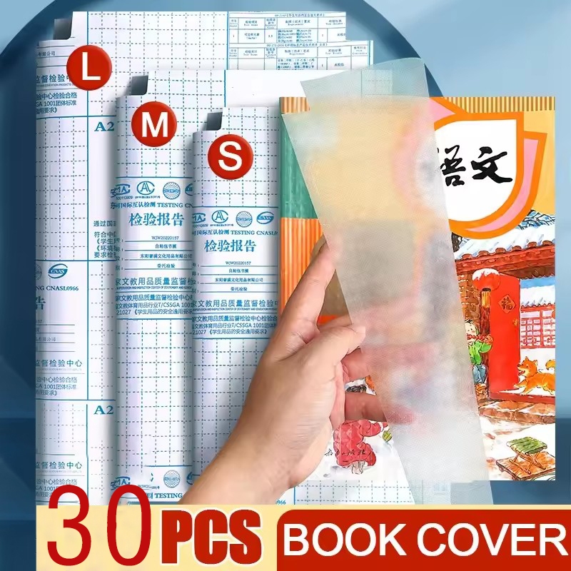 

30 Lembar Stiker Transparan Sampul Buku, Ukuran S, M, L, Bahan Packaging Perlindungan Buku