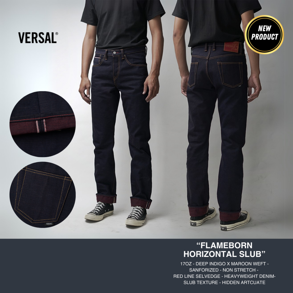 Versal The Finest-FLAMEBORN HORIZONTAL SLUB 17oz Sanforized Denim (Pre Order)