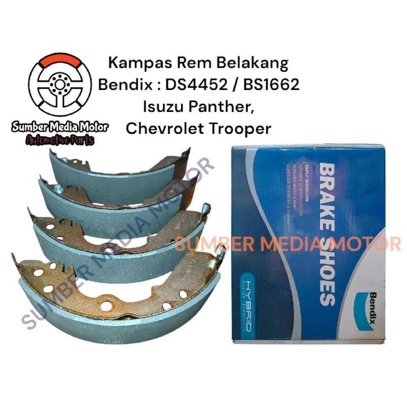 Bendix Kampas Rem Belakang Brake Shoe DS4452 BS1662 Isuzu Panther, Chevrolet Trooper