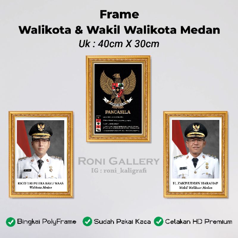 (Pakai Kaca) Bingkai Foto Walikota dan Wakil Walikota Medan