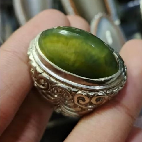 Natural Cincin Akik Pandan Ijo Lumut Size Kantoran