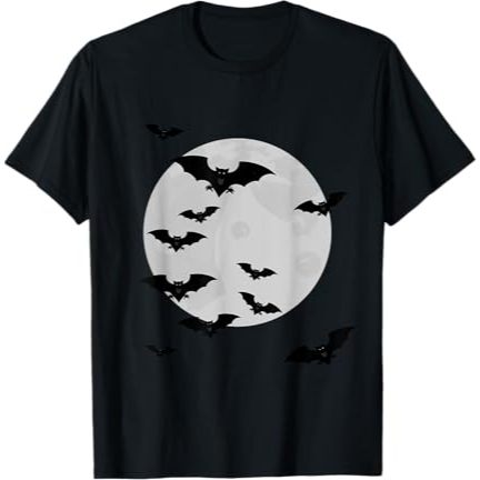 BAJU KAOS Flying Bats Moon Creepy Gothic Halloween Costume T-Shirt