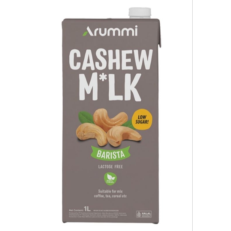 

Arummi Susu cair Cashew rasa kacang mede Barista kemasan 1 Liter low sugar rendah gula