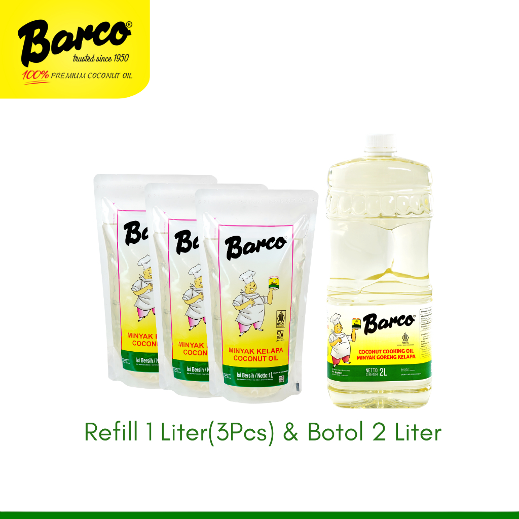 

Paket Hemat!! Minyak Goreng Barco Refill 1 Liter (3Pcs) & Botol 2 Liter