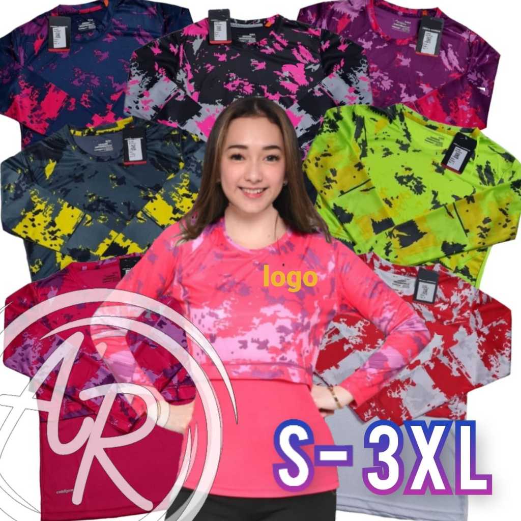 Baju olahraga army wanita JUMBO kaos sport lengan panjang dryfit  atasan senam aerobik (bua-AR-p02)
