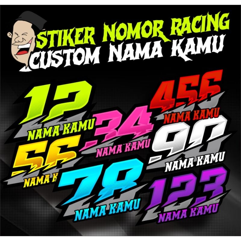 stiker nomor racing custom nama kamu