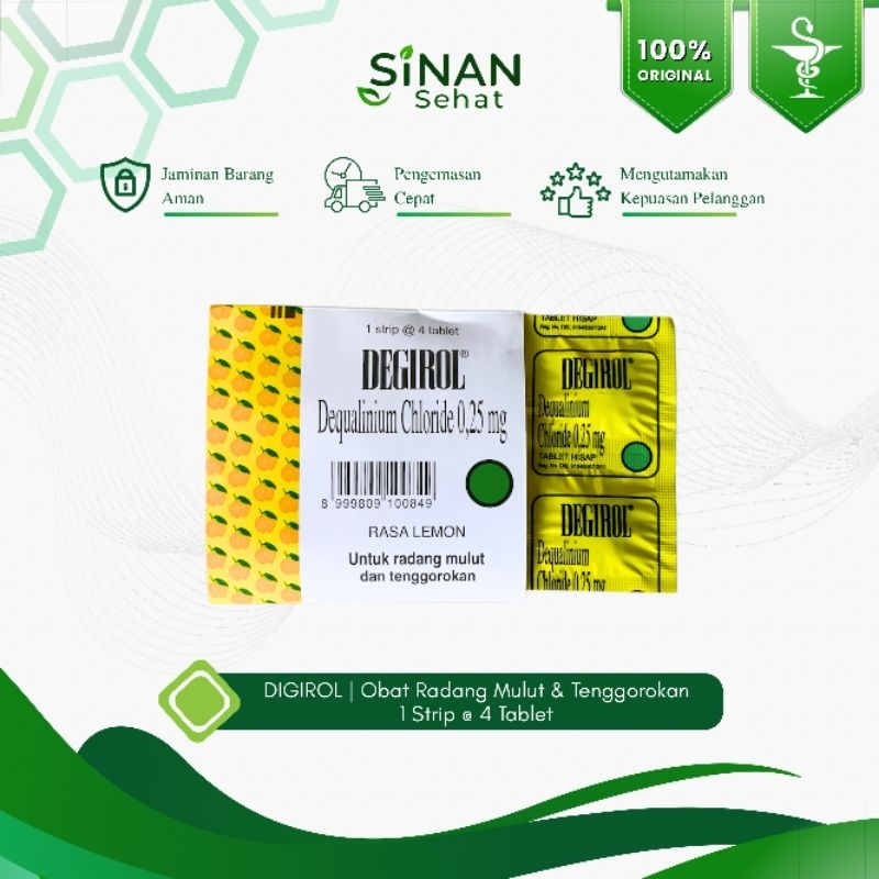 Apotek Sinan Sehat | Degirol Loz Strip 4 Tablet Hisap | Obat Radang Mulut dan Tenggorokan