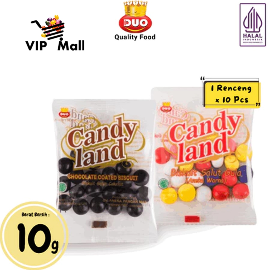 

DUO Candy Land Coated Biscuit Biskuit Bola Salut Cokelat 100gr (10pcs x 10gr ) - Snack Cemilan Anak Murah