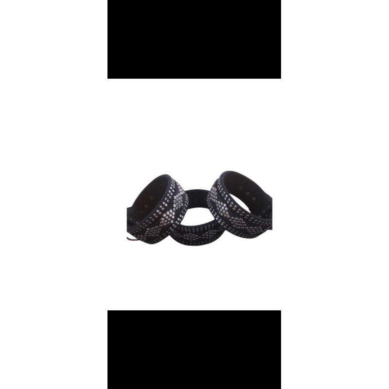 kalung anjing kampung/kalung anjing ras/kalung anjing besar warna hitam,,bahan full kulit asli