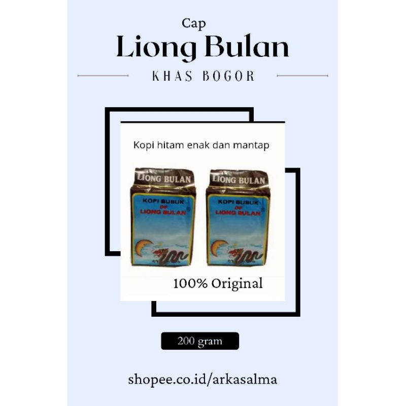 

Kopi liong LIONG BULAN tanpa gula khas bogor satu pak 200 gr isi 2